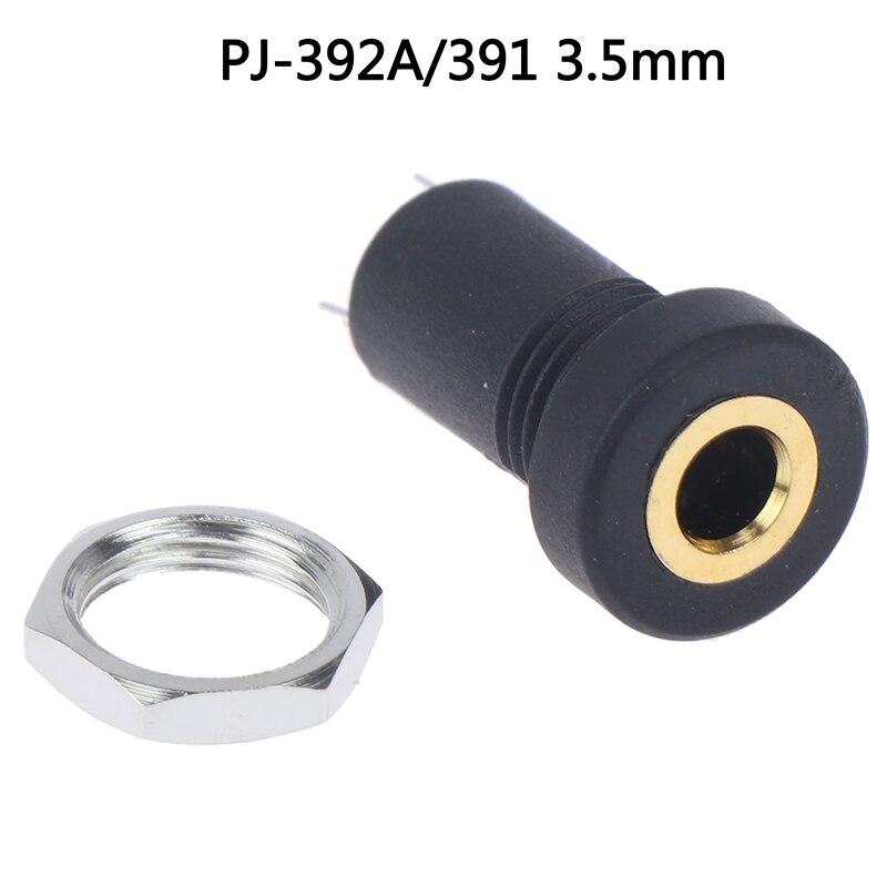 1PCS 3 Pole 3.5MM Audio Jack Socket Black Stereo Solder Panel Mount Gold With Nuts