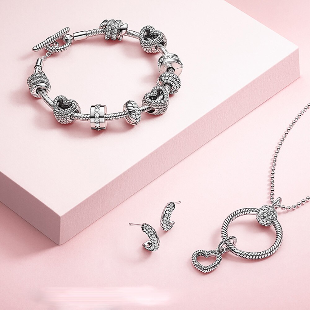 Danturn Autunno 925 sterlina d'argento perlina Pavé Catena Del Serpente Del Modello Della clip di Fascino misura il Braccialetto Europeo Originale Produzione di Monili Delle Donne