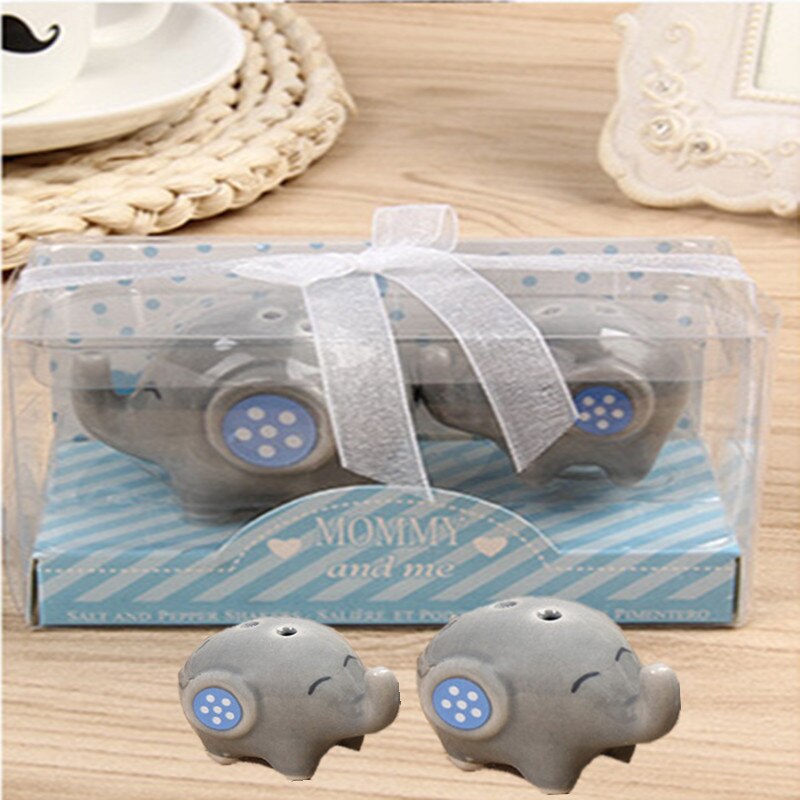 20 pièces = 10 ensembles/lot bébé douche maman et moi petit éléphant d'arachide en céramique salière et poivrière faveurs de mariage