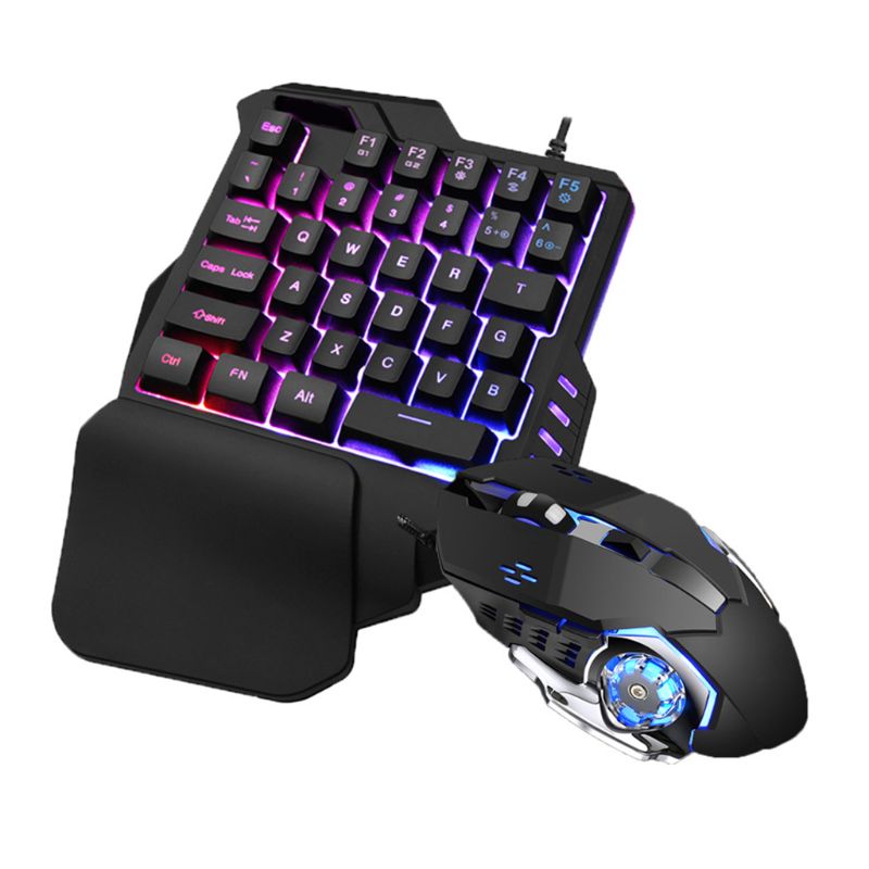 Portable One-Handed Gaming Keyboard RGB Backlit Mini Gaming Keypad Ergonomic Game Controller for PC PS4 X-box Gamer: Type D
