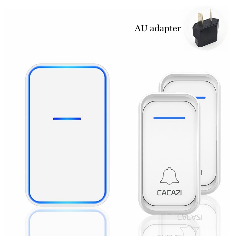 CACAZI Home Welkom Draadloze Deurbel Waterdicht 2 Knop 1 Ontvanger US EU UK AU Plug 300M Remote Call Deur bell Draadloze Chime: white 2x1 AU