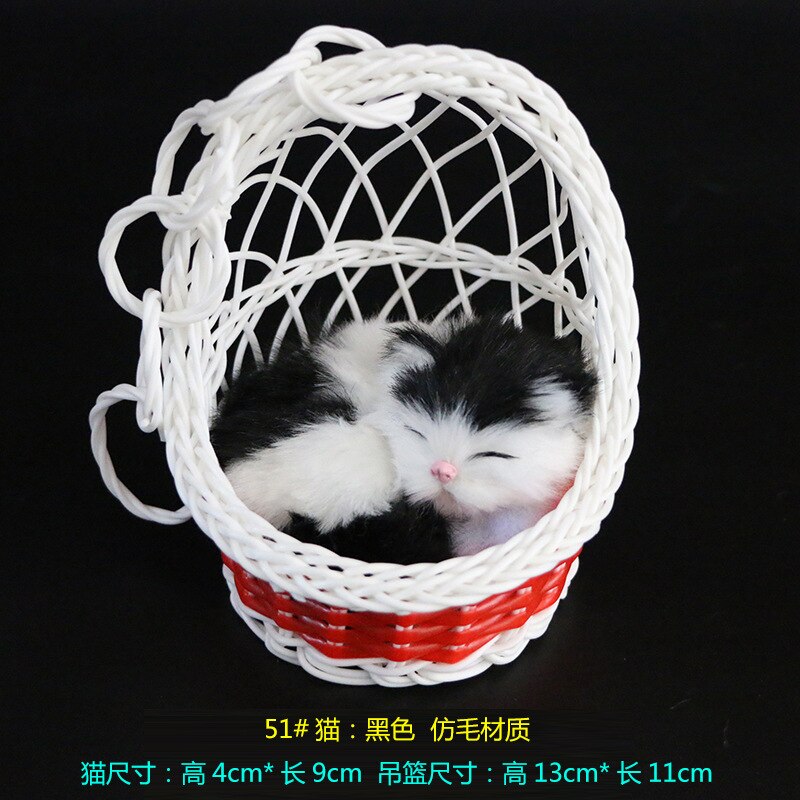 Cesta colgante con forma de gato de simulación, artesanía de juguete de felpa, juguetes blandos de para estudiantes y niños, decoración para de vacaciones, peluches de vocalización: 12