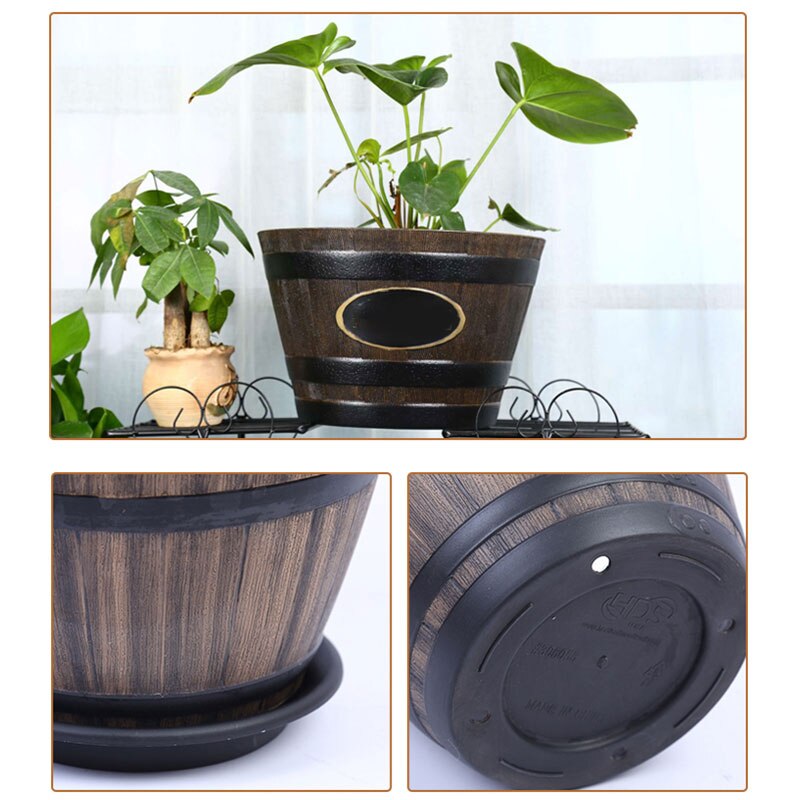 Hars Whiskey Vat Bloempot Ronde Planter Indoor Outdoor Tuin Yard Patio Wxv