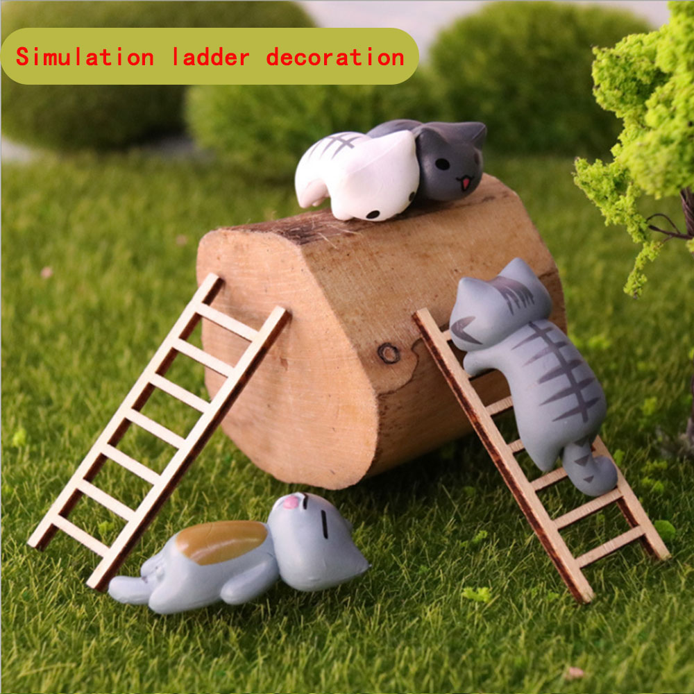 Simulatie ladder meubels houten trap gang micro landschap vetplant pot diy decoratie zand tafel landschapsmodel