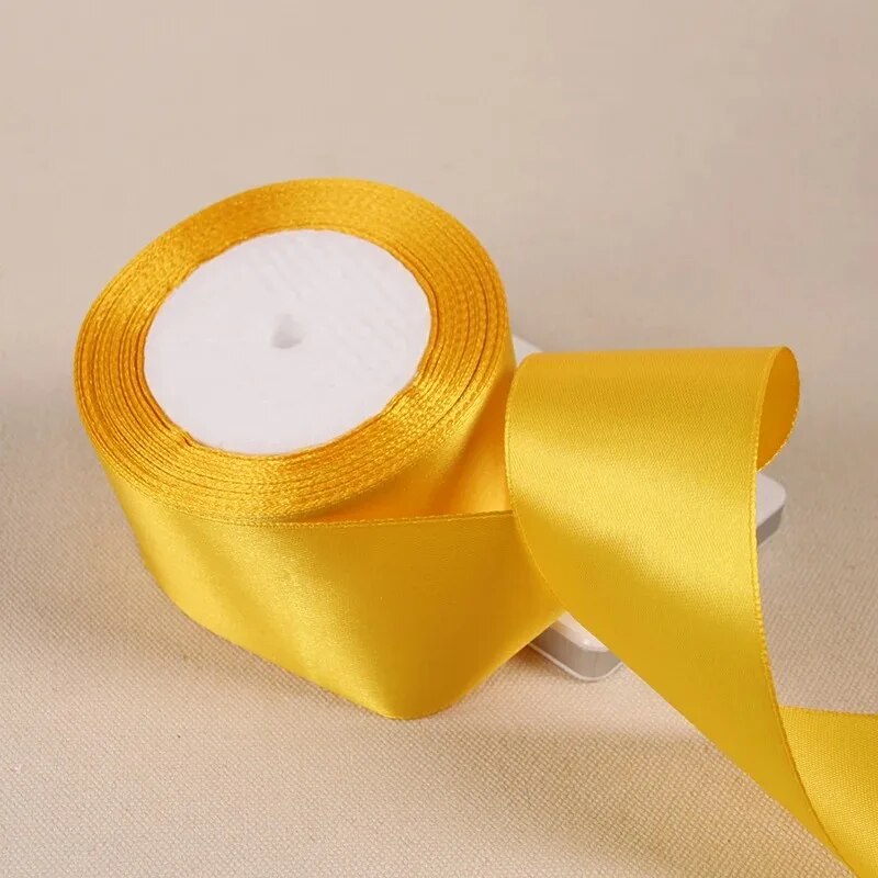25Yards/Roll 50mm Satin Ribbons Wedding Wrapping Ribbons Bow for DIY Crafts Polyester Christmas Home Decor Accessories Tape: Beige
