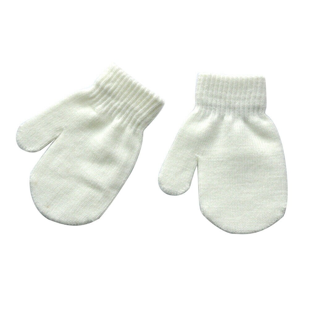 Imcute 1 Pair Of Gloves Baby Toddler Mittens Gloves Boys Girls Solid Winter Kids Soft Knitting Mitten Warm Glove 4 Colors: White