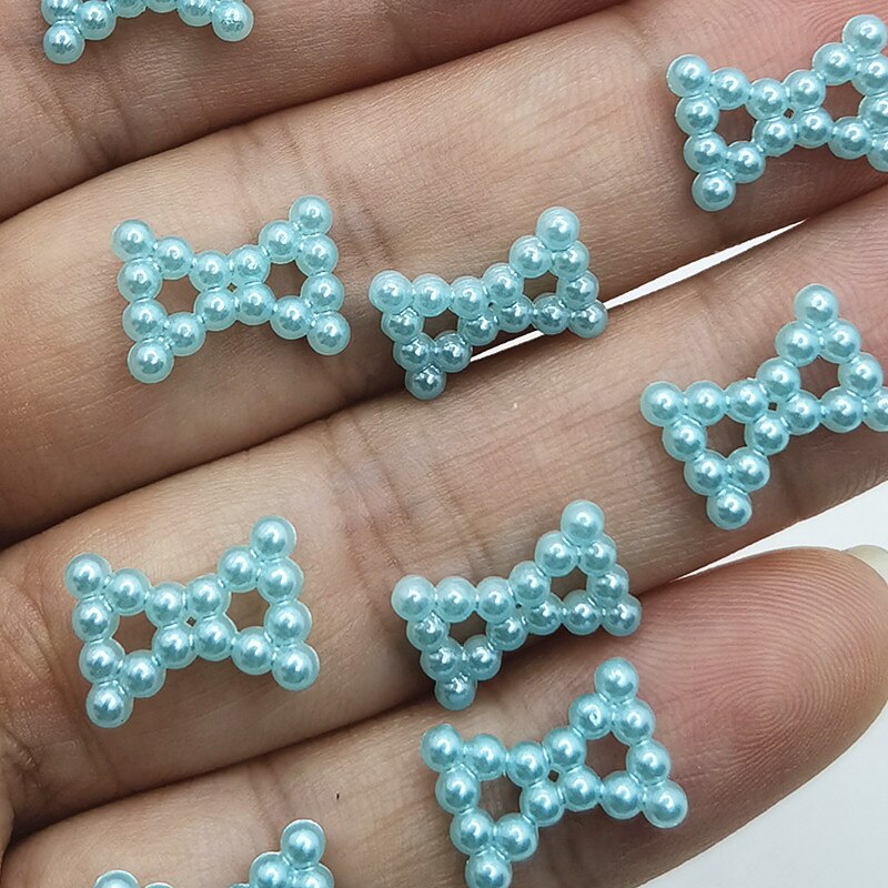 1 Doos Blauw Imitatie Parels Half Ronde Plaksteen Kralen Voor Sieraden Maken Craft Parels Kleding Accessoires Nail Diy Decoratie