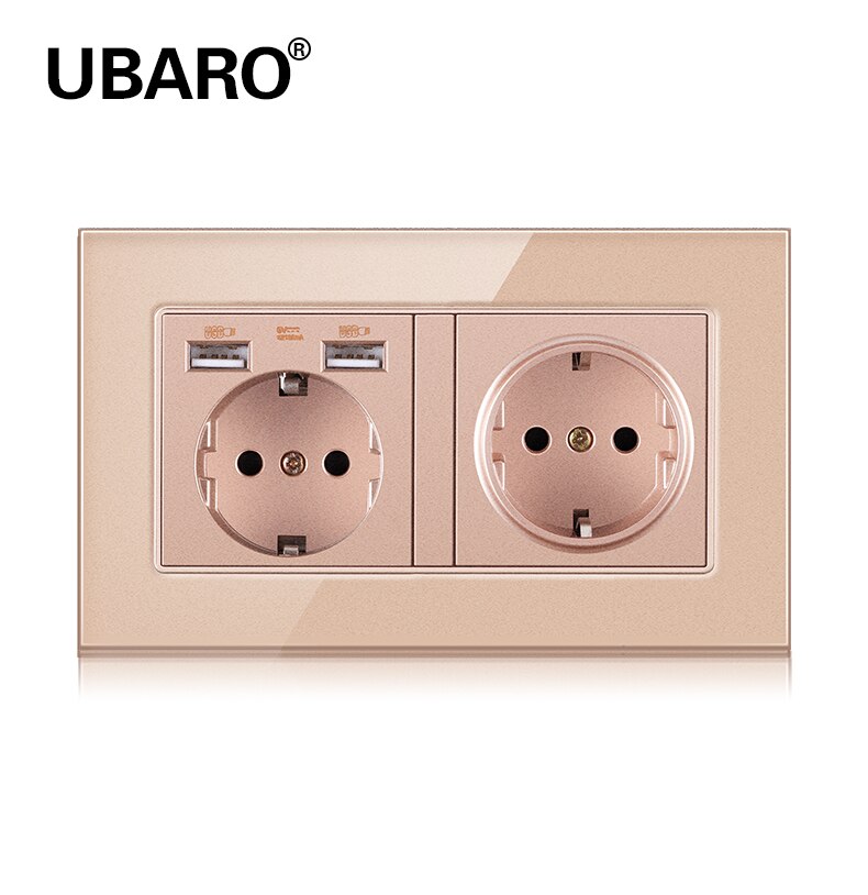 Ubaro 146*86 duitse standaard kristal gehard glas tomada priz stekkerdoos stopcontact stopcontact  ac100-250v: Ds-146-u1-g1