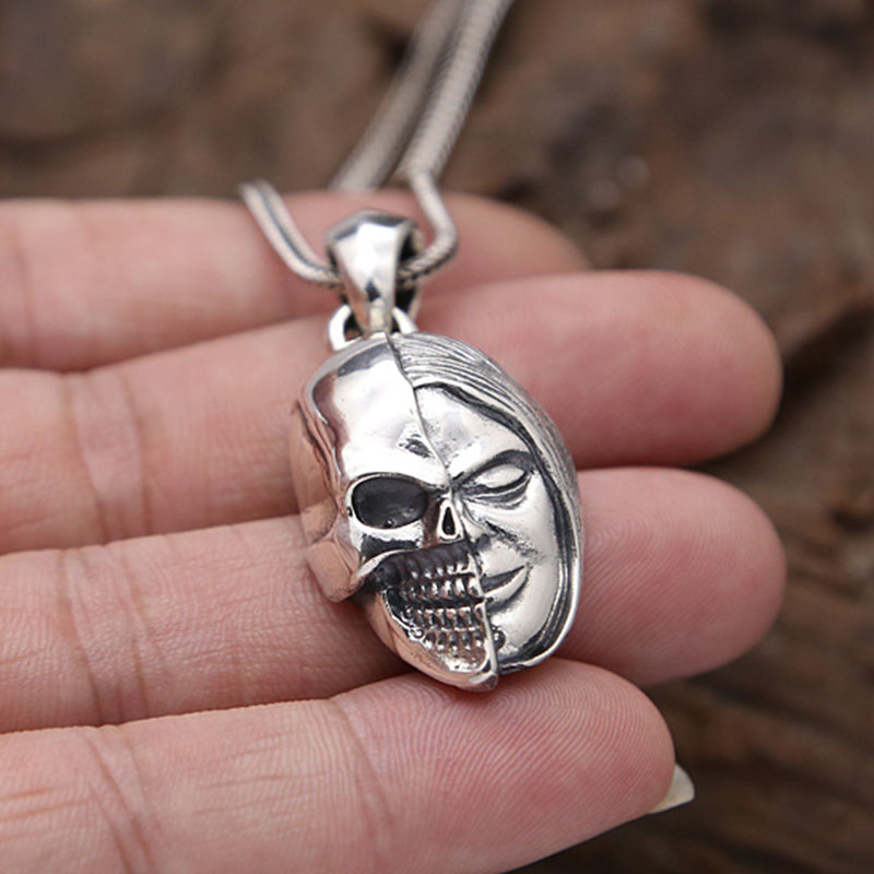 Trendy Face Skull Pendants Jewelry Retro Silver Pendants Jewelry Accessory Thai Silver Men Pendant