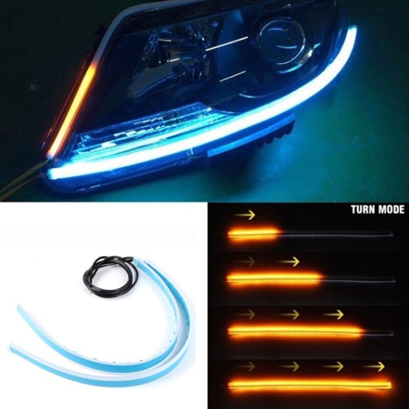 Start scanning automobile LED daily light external ultra thin light guide bar dual color streamer LED turn signal driving light