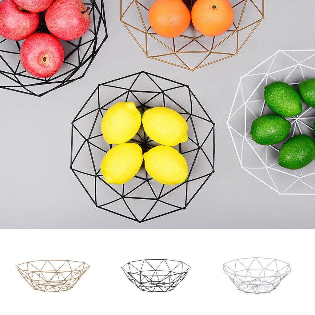 1Pc Fruitschaal Basketsimple Stijl Geometrische Fruit Groente Draad Mand Metalen Kom Keuken Opslag Desktop Metalen Fruitschaal # y2