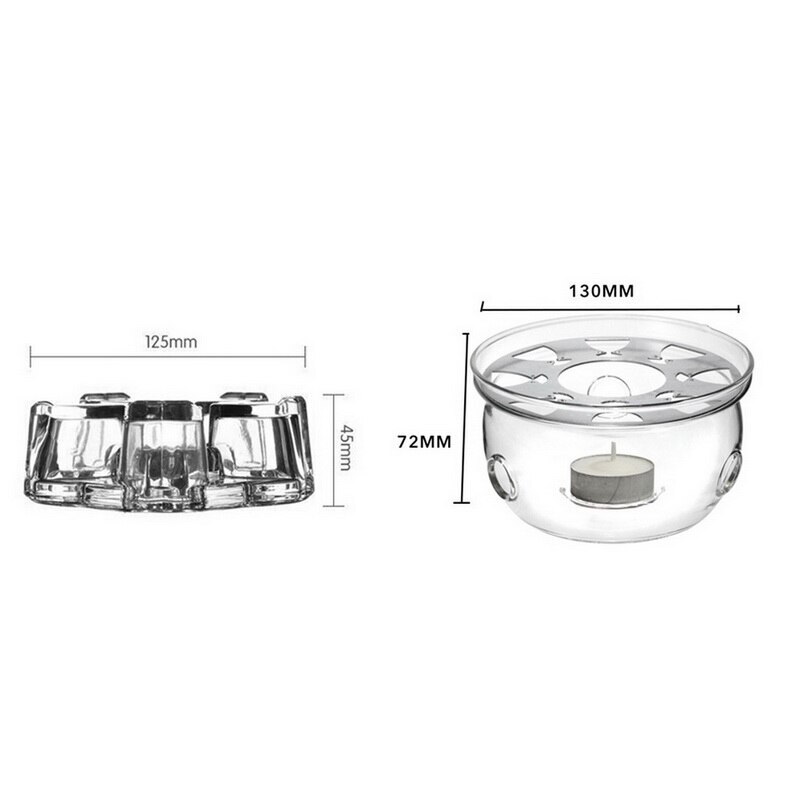 Mini draagbare theepothouder met doorzichtige voet, koffiewater thee warmer, kaarsenhouder van glas, hittebestendige theepot warmer, isolatievoet