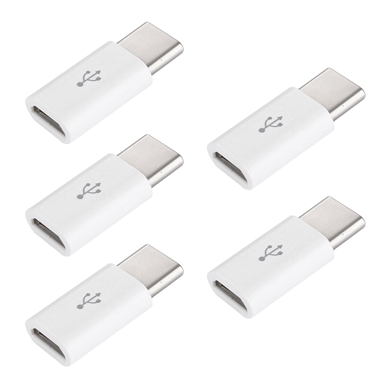 5Pcs Micro Usb Naar Usb C Adapter Mobiele Telefoon Adapter Micro Usb Data Opladen Adapter Voor Huawei Xiaomi Samsung galaxy A7 Adapter: 5PCS White