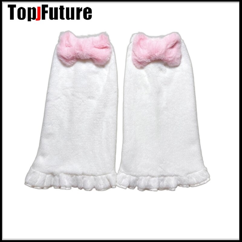 Harajuku Punk sweet lolita big bow Leg Warm Socks Women Winter Warmer Foot Cover Streetwear Leg warmers: white40cm