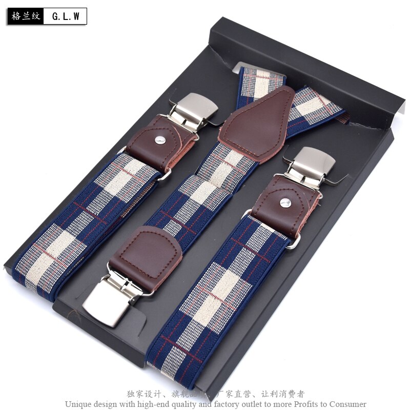 Men&#39;s Suspenders Leather Suspender Men Casual Suspensorios Trousers Strap 3.5*120cm For Dad Tirantes: G.L.W 9414