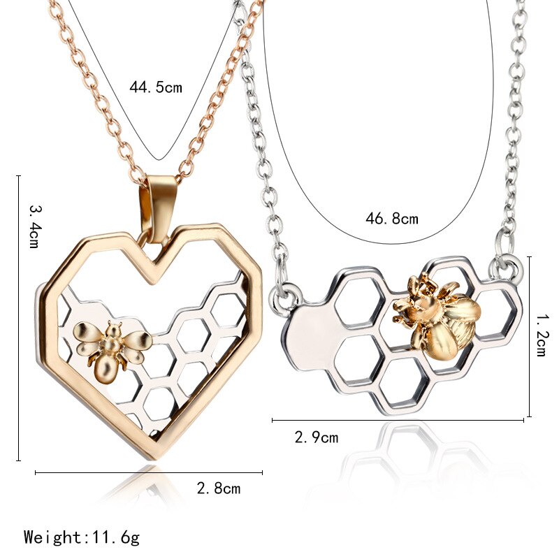 Verkoop Delicate Hanger Ketting Metalen Hart Honingraat Bee Kettingen Voor Vrouwen Gouden Zilveren Sieraden Verjaardagscadeautjes