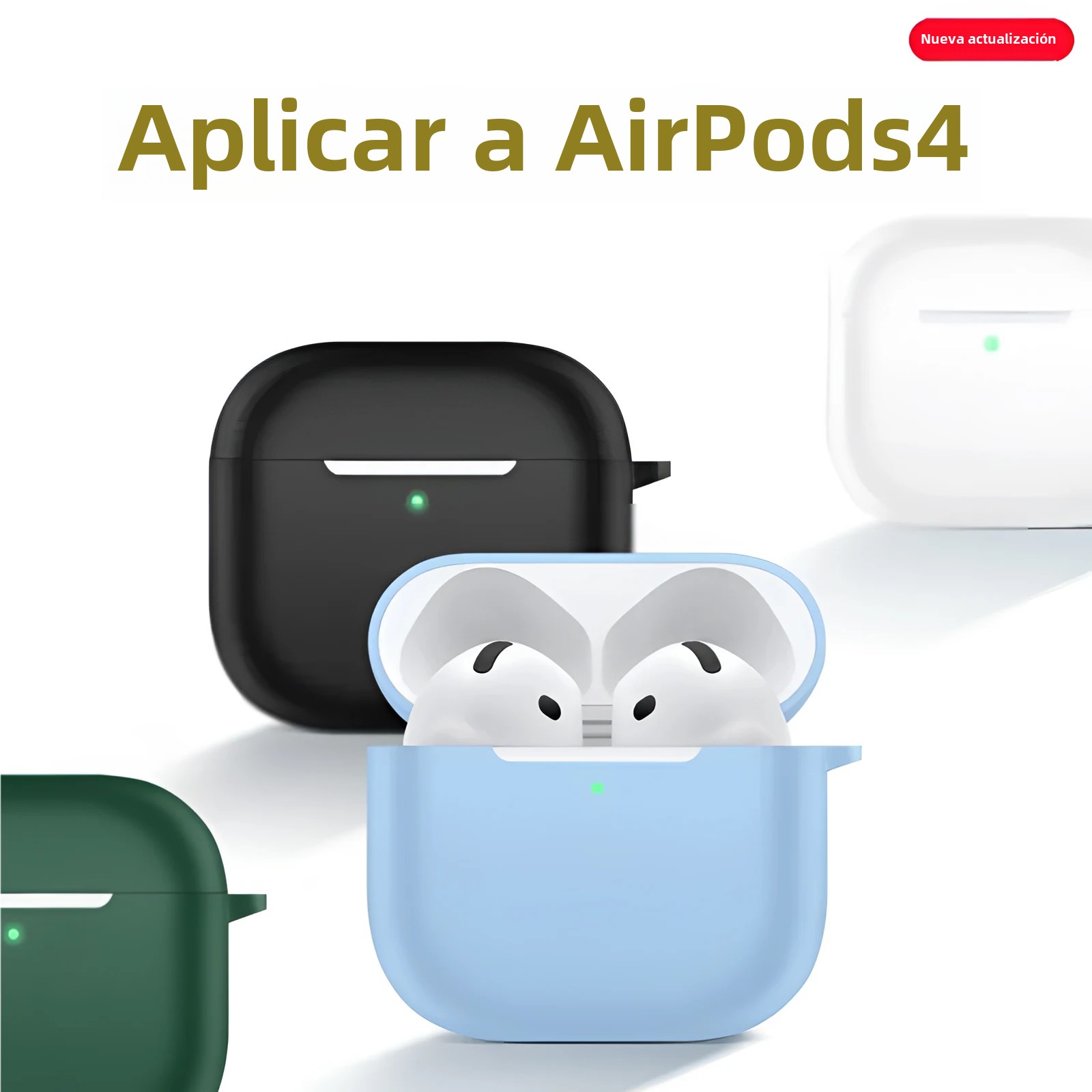 OUIO Funda para auriculares inalámbricos Funda protectora de cobertura total con hebilla colgante, funda para auriculares de gel de sílice para AirPods 4
