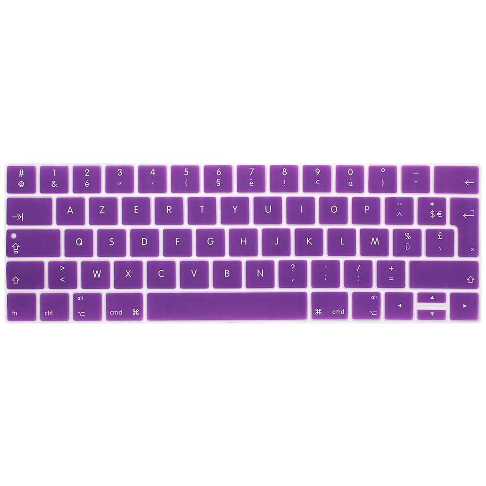 HRH ue wersja francuska Azerty cienka klawiatura obejmuje skórki silikonowe dla Macbook Pro 13 "15" A1706 A1707 A1989 A1990 A2159 pasek dotykowy: Purple