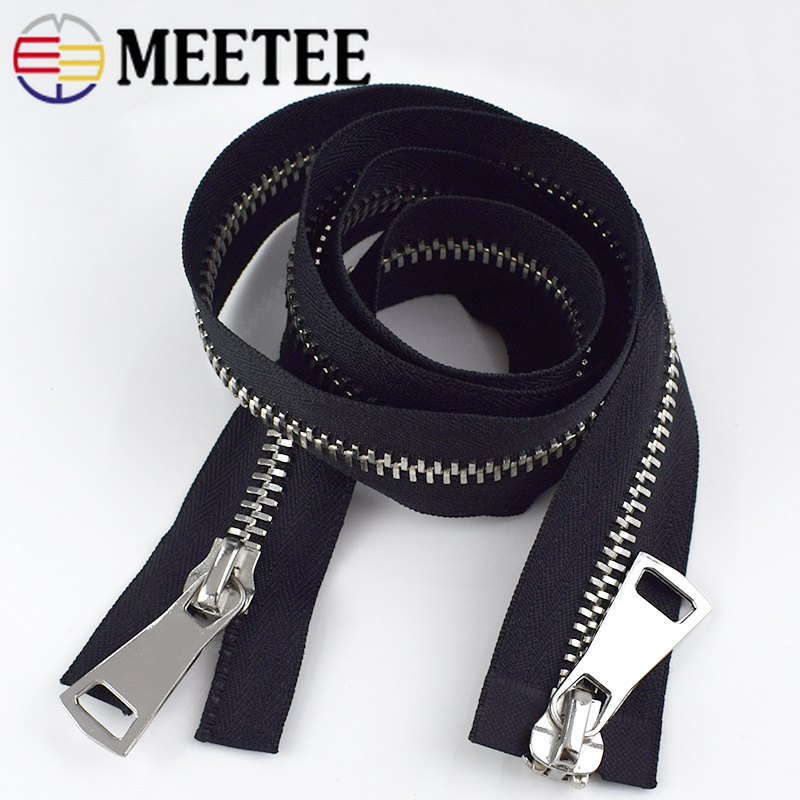1Pc 10 # Doppio Cursore in Metallo Chiusure Lampo Nero Nuova Cerniera per Cucire Cappotto Giubbotti Fermeture eclair Accessori Strumenti KY682