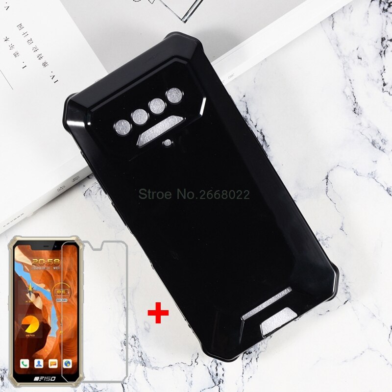 Carcasa TPU negra suave para Oukitel F150 B2021 cubierta Oukitel bisonte estuche con vidrio templado para Oukitel bisonte casos Vetro: Oukitel F150 B2021 / Black Case and Glass