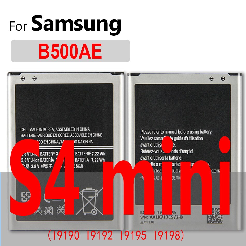 For Samsung S5 S6 S7 Edge S8 S9 Plus Battery For Galaxy S3 S4 mini SM G900 G900S G900I G900F G900H G930F G950 EB-BG900BBE Batery: B500AE