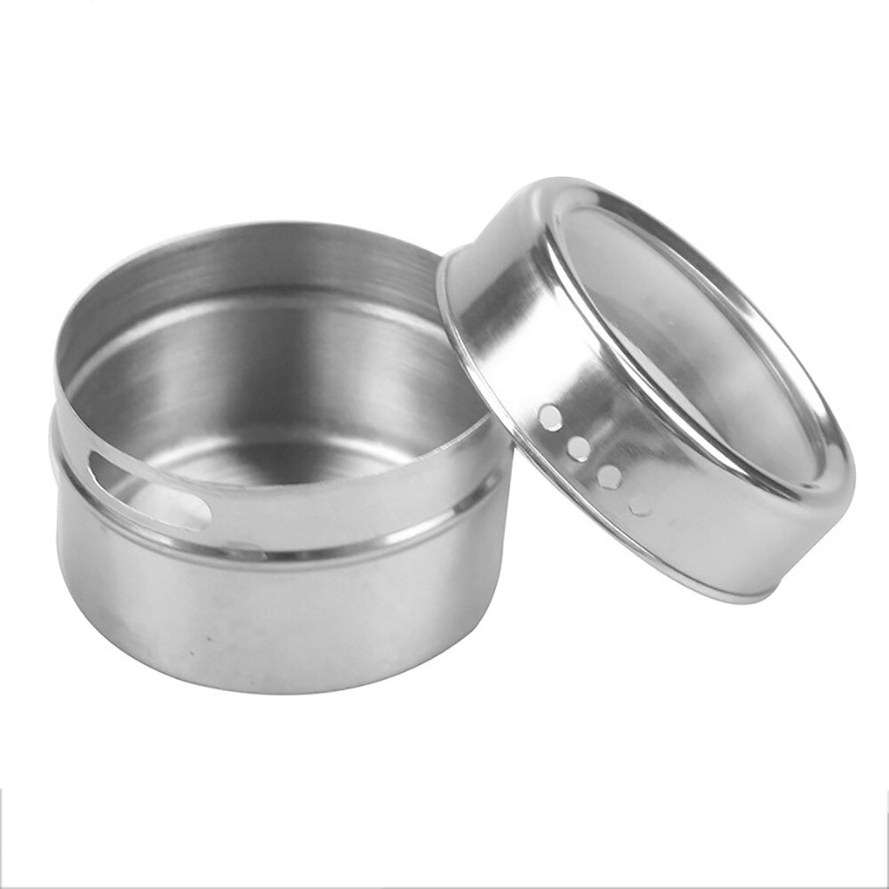 Transparent Lid Spice Magnetic Tin Pot Stainless Steel Spice Sauce Storage Container Pots Kitchen Condiment Holder Household