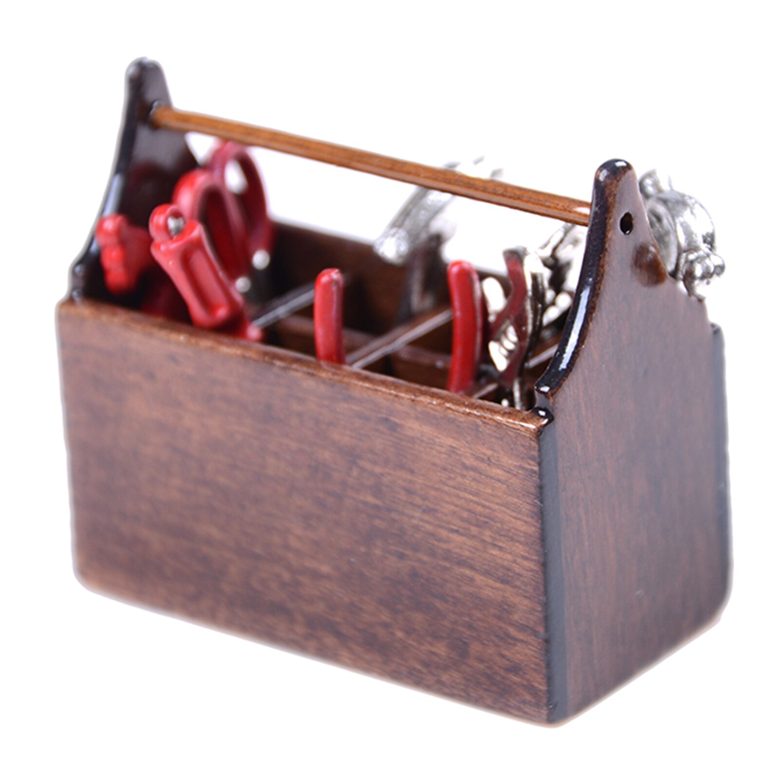 1/12 Dollhouse Miniature Wooden Tool Box with Metal Tools Set Repair Kits Decoration for Furniture Toys Doll House Accessories