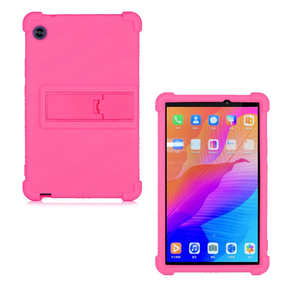 Case Voor Huawei Matepad T8 Tablet Cover Funda Kobe2-L03 KOBE2-L09 Kob2-w09 Soft Silicon Full Body Protector Stand Shell: Rose Red
