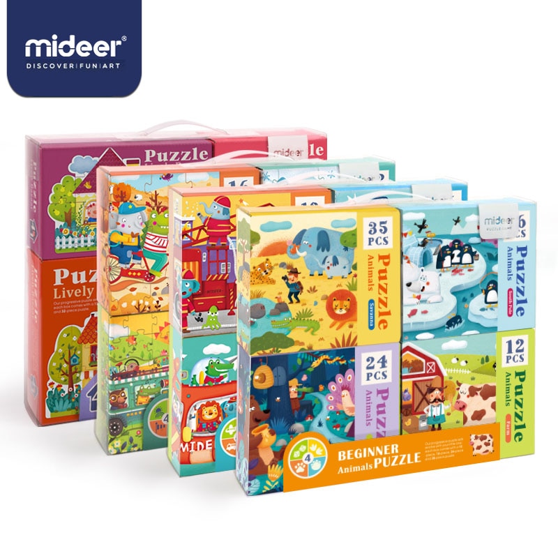 Mideer Puzzels Voor Kinderen Kinderen Speelgoed Papier Puzzel 16/32Pcs Cartoon Dieren Educatief Speelgoed Voor Kinderen Puzzel Doos> 3 Y