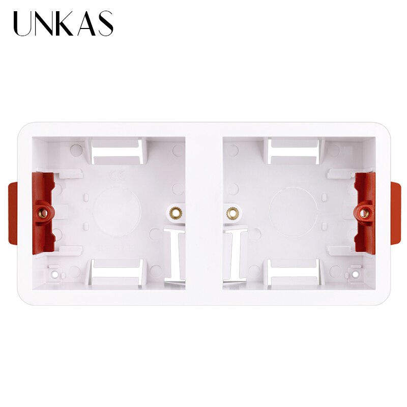 UNKAS-caja de montaje para tablero de yeso, zócalo de interruptor de pared de 34mm de profundidad, 86 tipos 2 Gang 172mm