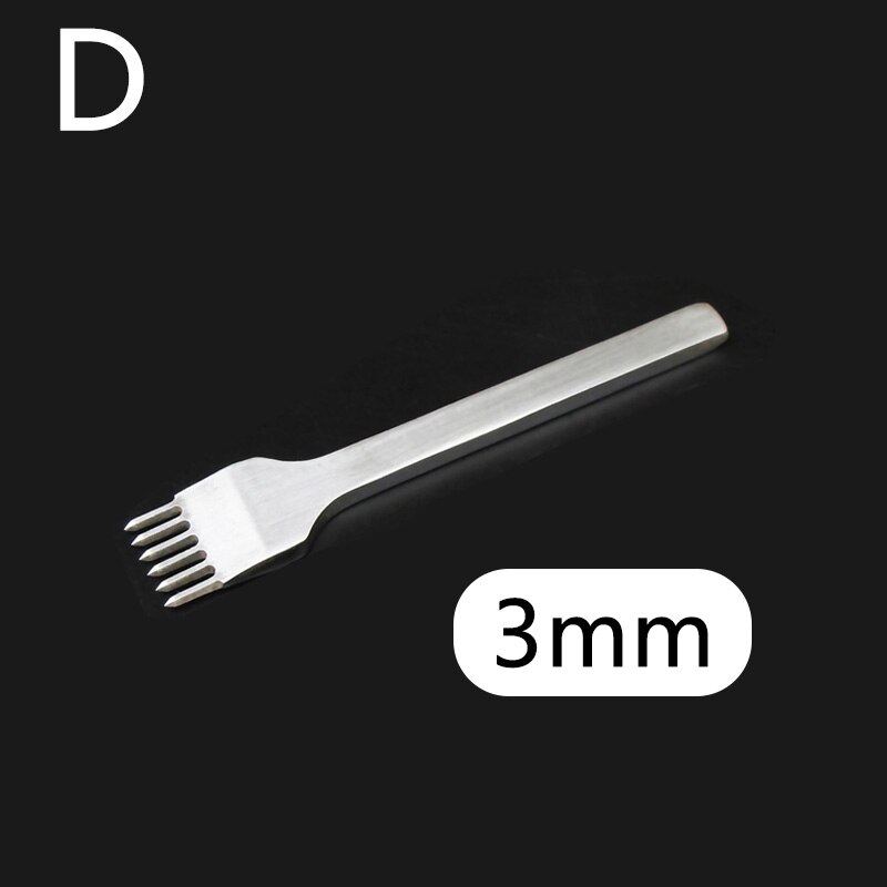 Juego de punzones de agujeros para artesanía de cuero, cincel de perforación de acero inoxidable, encaje de costura, espaciado, herramientas de perforación: 3mm-6 Prong
