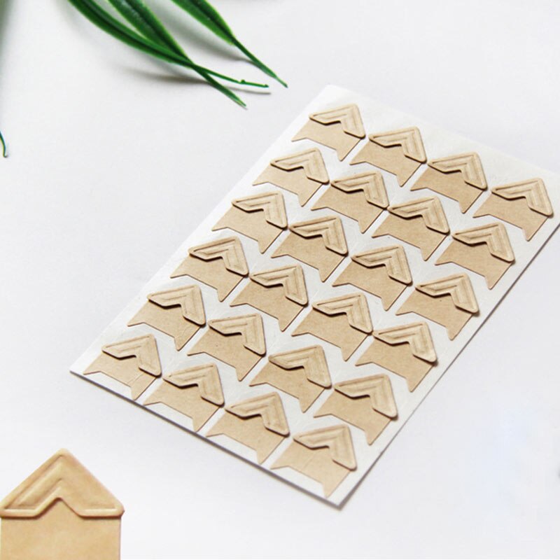 Cadre de décoration Vintage pour bricolage 24 pièces/lot | Autocollants papier populaires pour coin, Scrapbooking pour album Photo, offre spéciale: Leather color
