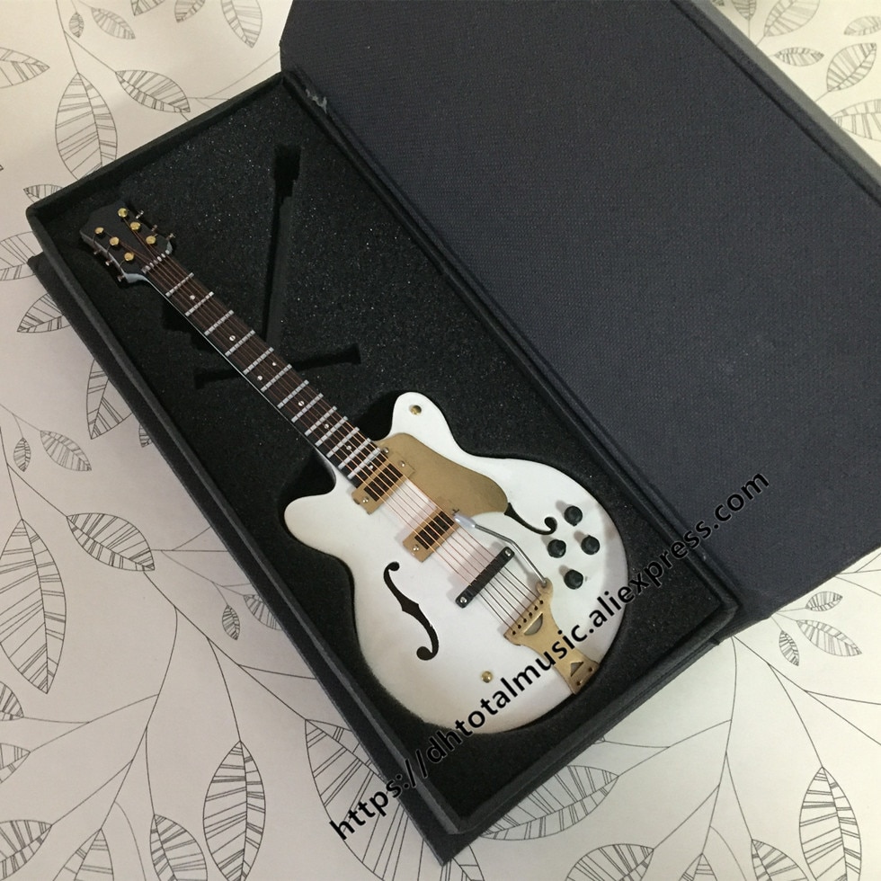 Dh Miniature Guitar Model Replica with Stand and Case Dollhouse Accessories Mini Musical Instrument Ornaments Christmas