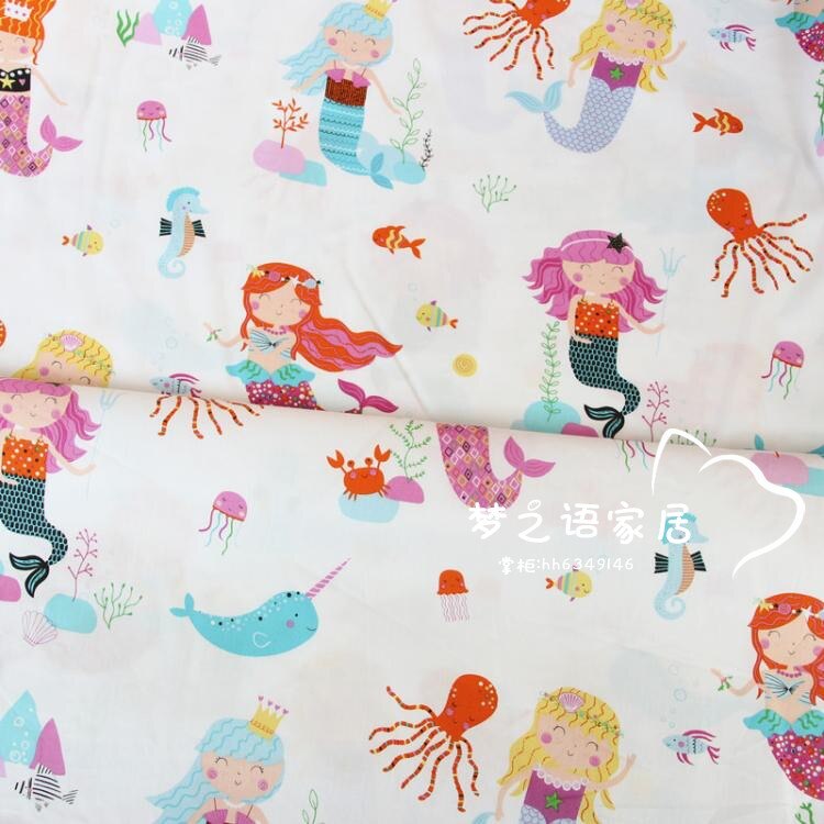 Gør-det-selv tøj kjole patchwork quiltning syning fedt kvarte væv håndarbejde tilda stof havfrue fisk bomuld twill stof
