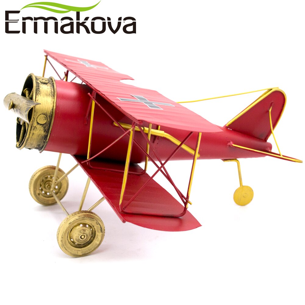 Ermakova 29cm or 27cm metallia käsintehdyt käsityöt lentokoneiden malli lentokoneiden malli kaksitasoinen kodinsisustustarvikkeet (punainen väri)
