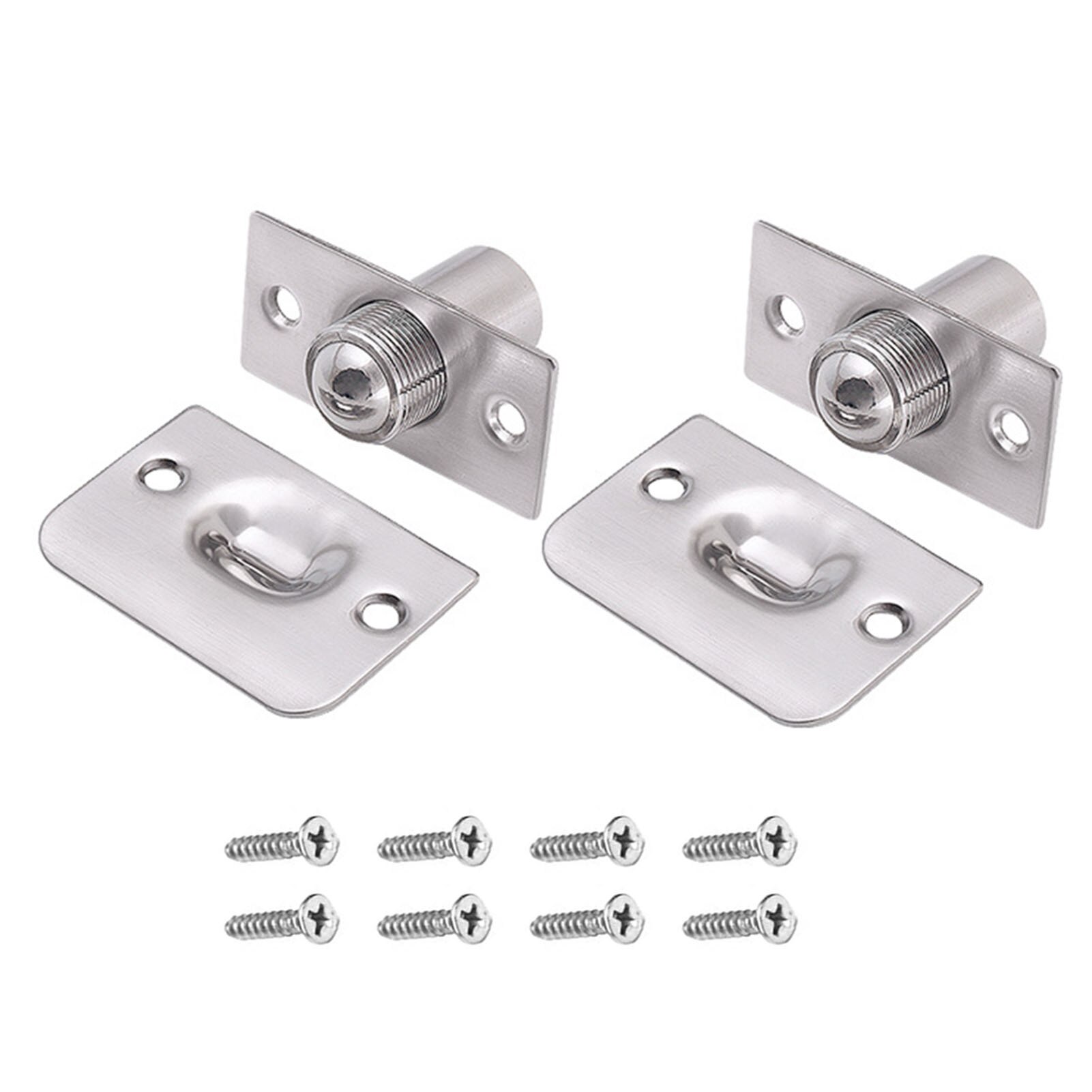2pcs/set Brushed With Strike Plate Home Cabinet Stainless Steel Durable Hardware Kitchen Latches Closet Door Ball Catch: A