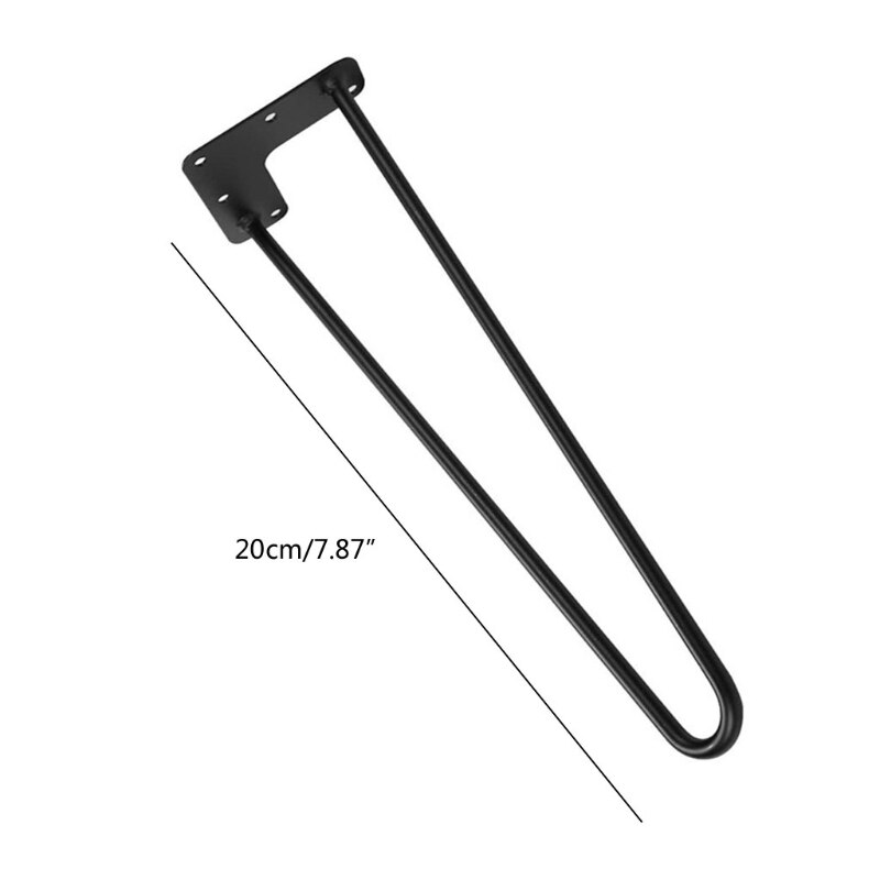 4 Pack 8" Black Furniture Legs Cabinet Cupboard Metal Table Feet Heavy Duty 2 Rod Hairpin Table Leg DIY Desk Stand Bench