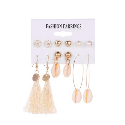 Tassel Earrings Bohemian 6 Pair Stud EarringsFor Women girl Accessories jewelry: HJ-15