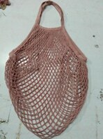 Netting handlepose gjenbrukbar streng frukt oppbevaring håndveske totes kvinner shopping mesh nett vevd veske butikk dagligvare tote bag: Rosa