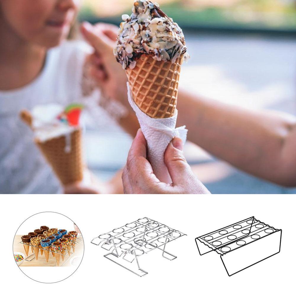 Stainless Steel Ice Cream Cone Display Rack Stand Diy Cone Holders Baking Cake Cone Cupcake Cooling Tray Holder Baking Rack 40P