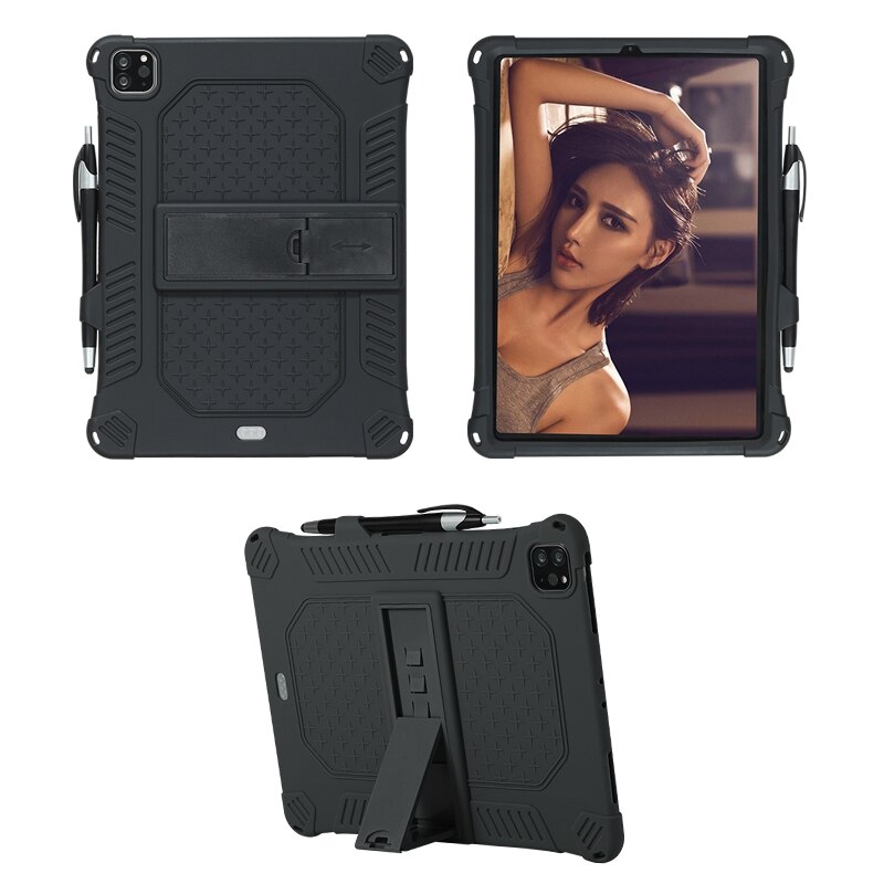 for iPad 11 PRO Tablet Case Upgraded Silicone Case Protective Case Anti-Fall with Tablet Stand and Capacitor Pen