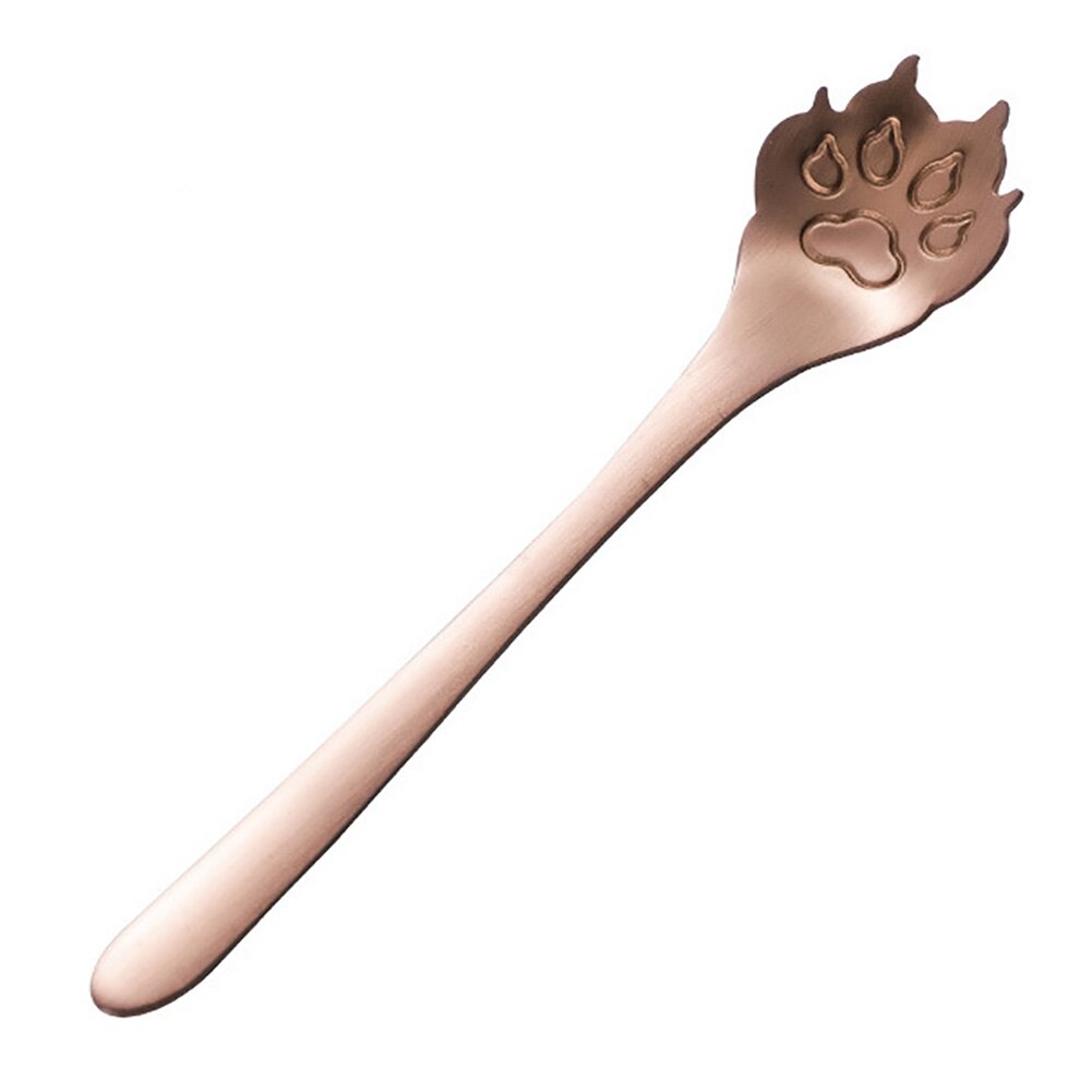 1Pc Cute Dog Paw Spoons Stainless Steel Long Handle Ice Cream Dessert Coffee Spoon Tea Spoon Flatware Teaspoons Dinnerwar: Rose Gold