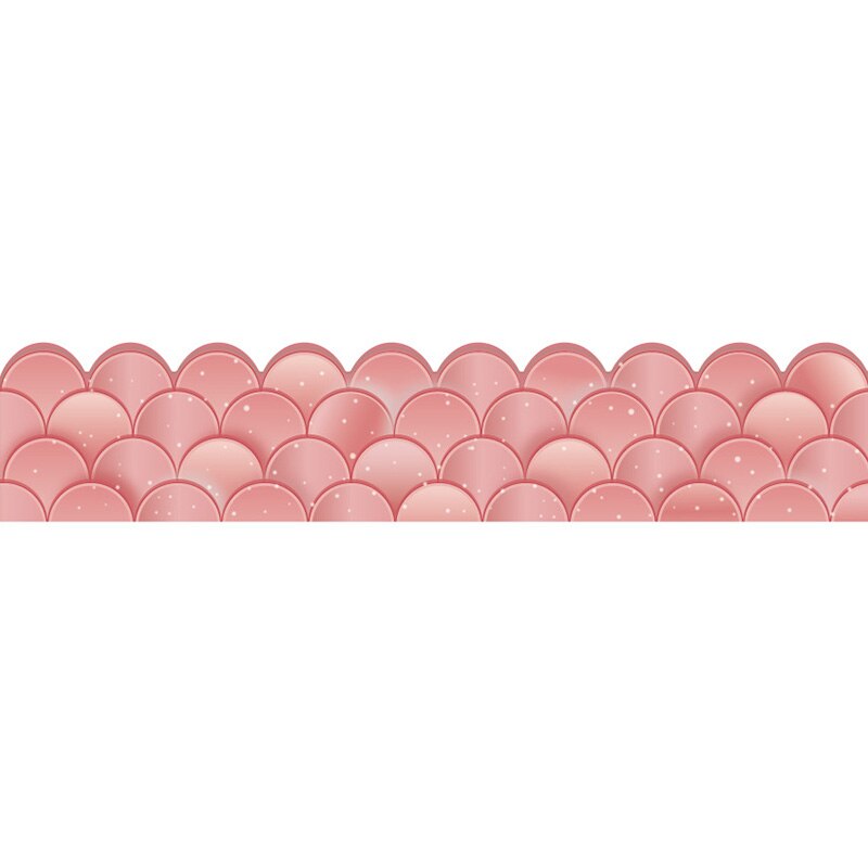 20M Gradient Bulletin Board Border Sticker Wavy Edge Scallops Straight Border Rim Classroom Home School Decor Party Supplies: red