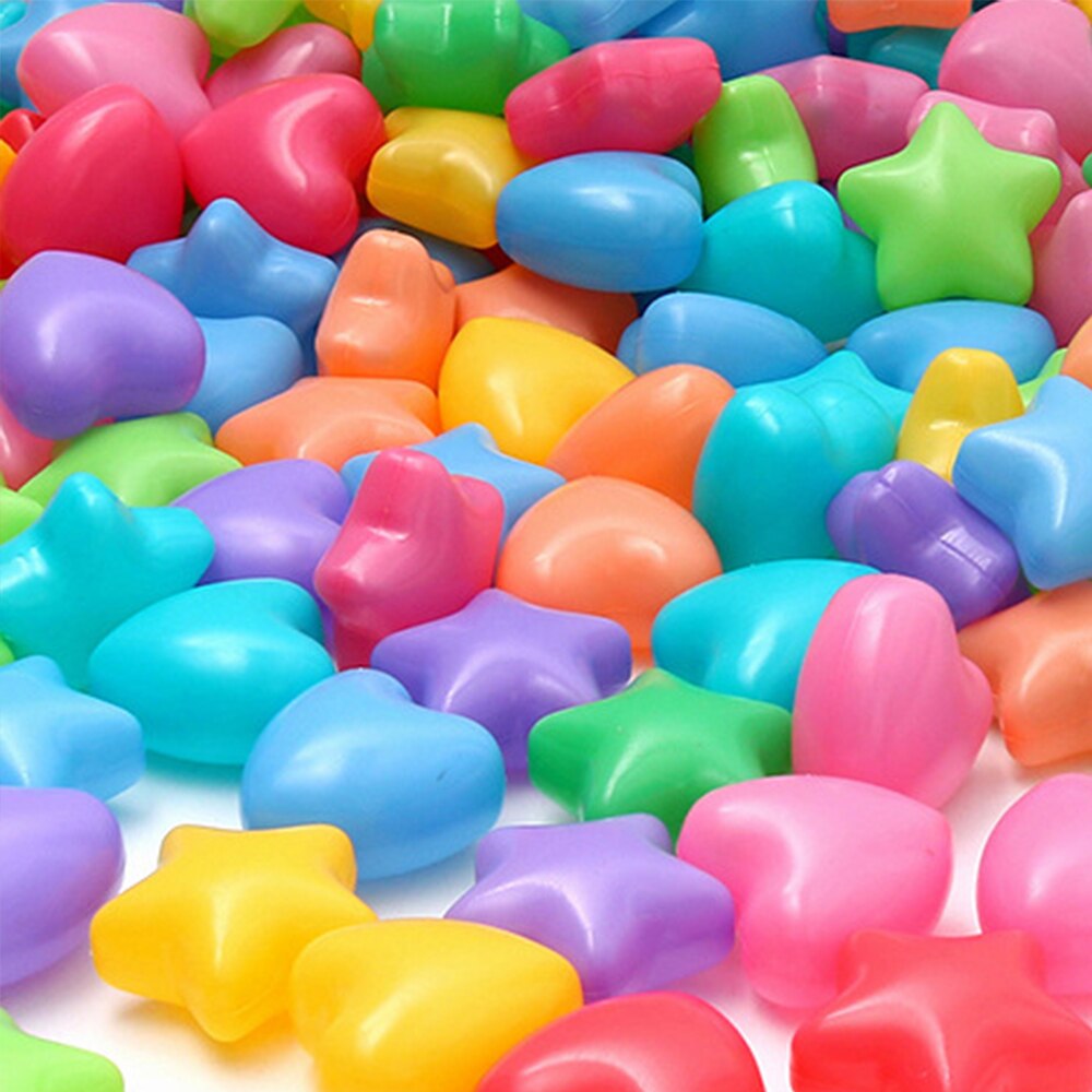 Pelotas de juguete pleásticas con forma de corazón y estrella para bebé, juguete suave para el estrés, piscina de aire, Ola oceánica, pelotas para piscina de agua, 50/100 Uds.