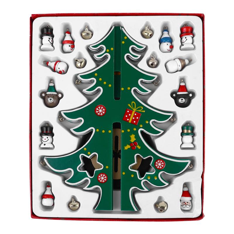 1 set houten kerstboomblokken, kerstboom speelgoedversiering, bureau-ornament, feestelijk rekwisiet voor kinderen