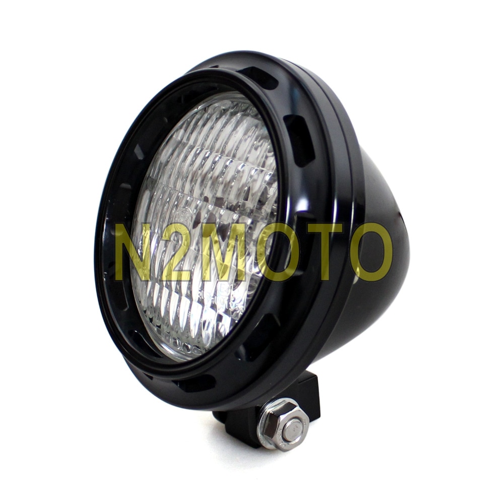 H4 Lamp Retro Black Billet Aluminium Motorfiets 4 "Koplamp Koplamp Licht Voor Harley Cafe Racer Sportster