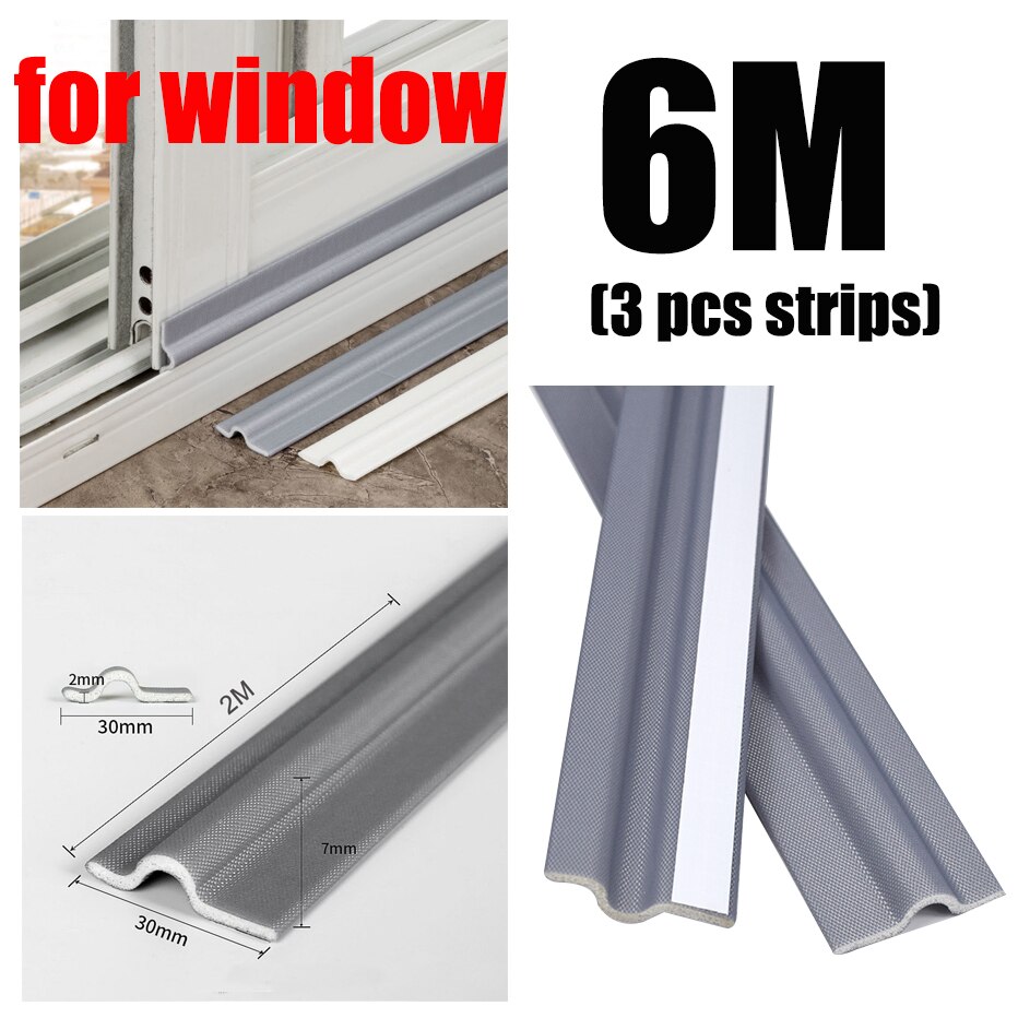 Deur Bottoom Seal Strip Flexibele Wind Ruisonderdrukking Stopper Onder Deur Afdichting Blocker Deur Tochtstrip Met 3Cm Foam: grey window strip