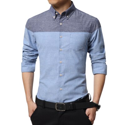 Neue lässig Männer Shirt Hemd Homme schlank passen Kleid Hemden Lange-Ärmel Sozial Hemd Plus Größe MC243: Blau / M