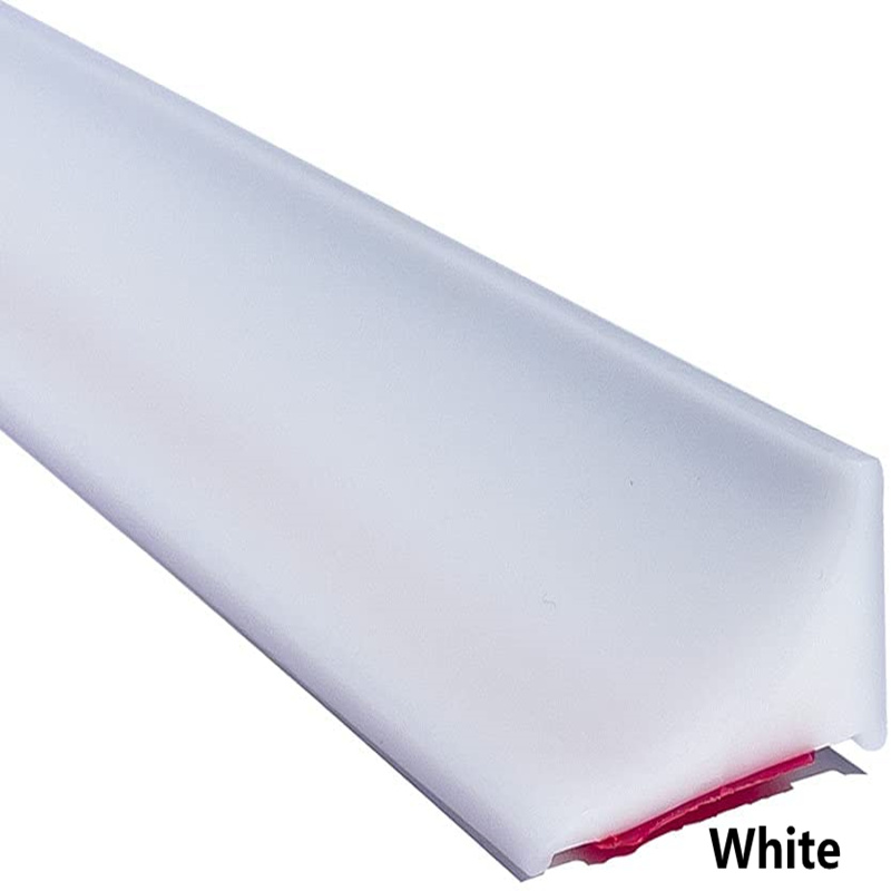 Rubber Silicone Shower Barrier Water Stopper Bathroom Waterproof Strip Water Retaining Strip Bendable Door Bottom Sealing Strip: WHITE / 79mm