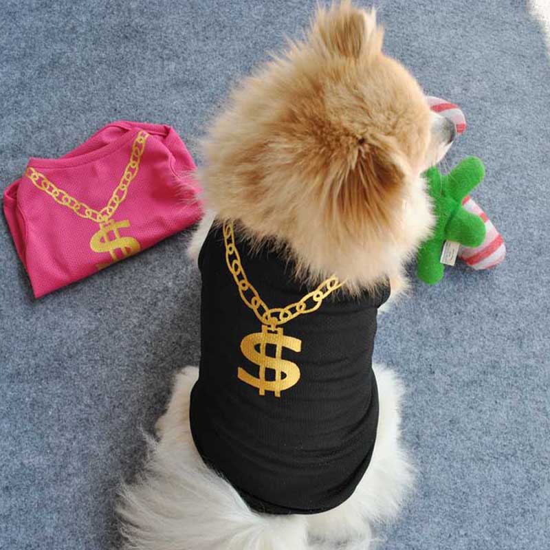 Kæledyrstøj vest hunde kat sommer åndbar dollar halskæde print beklædning komfort til små mellemstore hunde a#